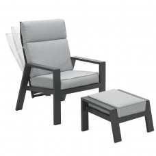 Max verst. stoel + voetenbank carbon black/ licht grijs